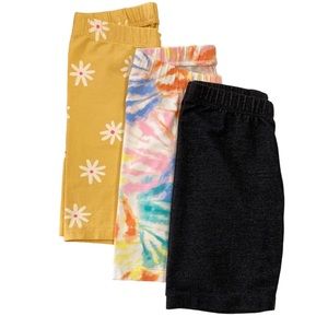 Cat & Jack Bike Shorts Bundle | Flower, Tie-Dye, Dark Denim | Size 6/6X